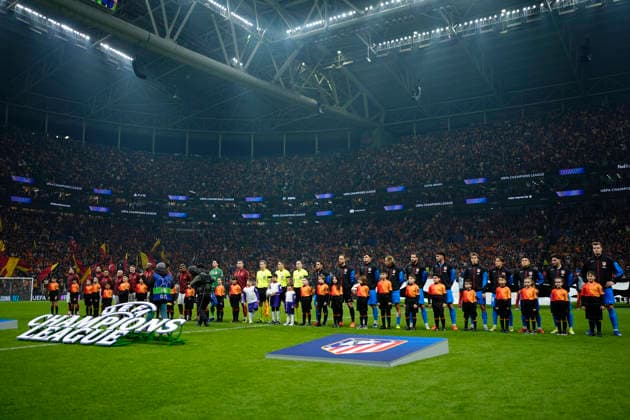 UEFA Champions League Galatasaray SK Vs Atletico de Madrid in Istanbul, Turkey - 21 Jan 2026 Galatasaray and Atletico de Madrid players seen during the ceremony prior to the UEFA Champions League match between Galatasaray SK and Atletico de Madrid at Ali Sami Yen Sports Complex. Final score Galatasaray 1 : 1 Atletico de Madrid Istanbul Turkey Copyright: xGokhanxTanerx xSOPAxImagesx GTANER_SOPAImages_GSvATM_Champions-League_Istanbul_TUR_21012026_00048