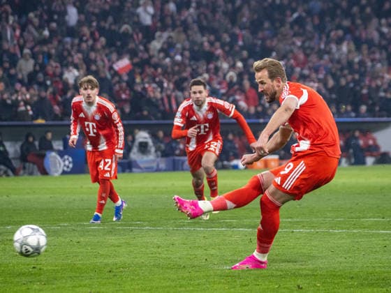 Bayerns 9 Harry KANE trifft per Elfmeter-Strafstoss ins Tor zum 2:0. Fussball: Bayern - Gilloise. Fußball Championsleague, FC Bayern München - Royale Union Saint-Gilloise, Spieltag 7, Saison 2025-2026, am 21.01.2026 in Muenchen, A L L I A N Z A R E N A, Deutschland. Quelle Copyright Credit : Oryk HAIST *** Bayerns 9 Harry KANE scores from the penalty spot to make it 2 0 Football Bayern Gilloise Football Champions League, FC Bayern München Royale Union Saint Gilloise, Matchday 7, Season 2025 2026, on 21 01 2026 in Munich, A L L I A N Z A R E N A, Germany Source Copyright Credit Oryk HAIST xFUSSBALL-BAYERN-GILLOISEx