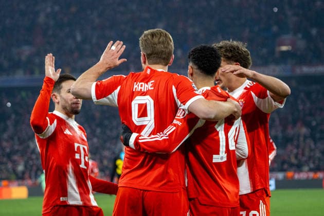 Bayern cheering for goal scorer 9 Harry KANE after scoring 2 0 Football Bayern Gilloise Football Champions League, FC Bayern München Royale Union Saint Gilloise, matchday 7, season 2025 2026, on 21 01 2026 in Munich, A L L I A N Z A R E N A, Germany Source Copyright Credit Oryk HAIST xFUSSBALL-BAYERN-GILLOISEx