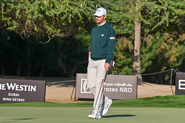 Hero Dubai Desert Classic 2026 in UAE DUBAI, UNITED ARAB EMIRATES - JANUARY 22: Denmark’s Nicolai Hojgaard competes during the Hero Dubai Desert Classic 2026 at Emirates Golf Club in Dubai, United Arab Emirates on January 22, 2026. Waleed Zein Anadolu Dubai United Arab Emirates. Editorial use only. Please get in touch for any other usage.  Copyright: x2026xAnadoluxWaleedxZeinx