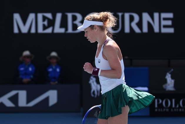 Laura Siegemund GER makes a fist and cheers, cheers, joy, emotion, Australian Open 2026, Melbourne Park, Melbourne, Victoria, Australia Copyright: xJuergenxHasenkopfx