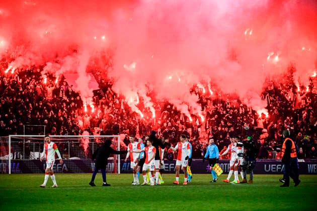 SK Slavia Praha fans after the Champions League 7th round match Slavia Praha vs FC Barcelona, Barca in Prague, Czech Republic, January 21, 2026. (CTKxPhoto VitxSimanek) CTKPhotoP2026012200134  CTKPhotoP2026012200134