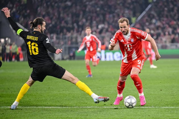 Christian Burgess R Union Saint Gilloise and Harry Kane FC Bayern München battle for the ball during the UEFA Champions League 2025 26 League Phase MD7 match between FC Bayern München and R Union Saint Gilloise at Football Arena Munich on January 21, 2026 in Munich, Germany Photo by Harry Langer DeFodi Images