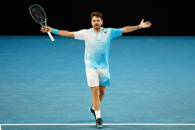 January 22, 2026: STAN WAWRINKA of Switzerland celebrates after defeating ARTHUR GEA of France on KIA Arena in a Men s Singles 2nd round match on day 5 of the 2026 Australian Open in Melbourne, Australia. WAWRINKA won 46 63 36 75 76. Cal Media Melbourne Australia - ZUMAc04_ 20260122_faf_c04_038 Copyright: xSydneyxLowx