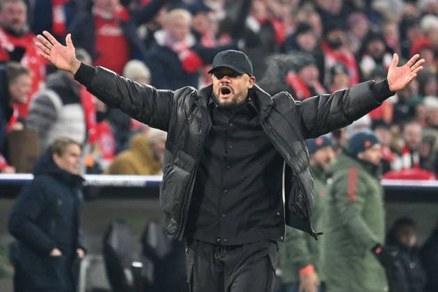 Coach Vincent KOMPANY Bayern Muenchen , anger,anger,gesture,single image,cropped single motif,half figure,half figure Football Champions League,season 2025 26, league phase FC Bayern Muenchen Royale Union Saint Gilloise 2 0 on 21 01 2026