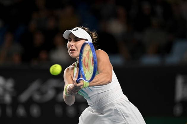 TENNIS AUSTRALIAN OPEN, Belinda Bencic of Switzerland in action during the Women™s 2nd round match against Nikola Bartunkova of Czechia on day 5 of the 2026 Australian Open tennis tournament at Melbourne Park in Melbourne, Wednesday, January 22, 2026. ( NO ARCHIVING MELBOURNE VICTORIA AUSTRALIA  Copyright: xLUKASxCOCHx 20260122153086662539