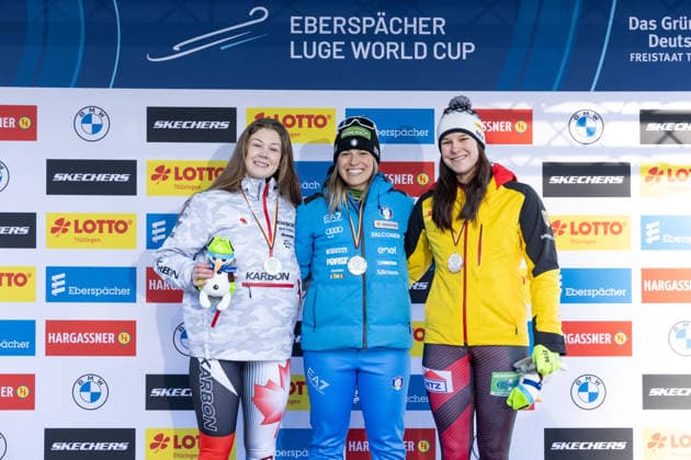picture: Caitlin Nash (CAN), Sandra Robatscher (ITA), Melina Fabienne Fischer (GER) 22.01.2026 luge 7. FIL Eberspächer Luge World Cup, LOTTO Thüringen Ice Arena Oberhof, Germany (GER) Nations Cup photographer: FIL Michael Kristen *** picture Caitlin Nash CAN , Sandra Robatscher ITA , Melina Fabienne Fischer GER 22 01 2026 luge 7 FIL Eberspächer Luge World Cup, LOTTO Thüringen Ice Arena Oberhof, Germany GER Nations Cup photographer FIL Michael Kristen