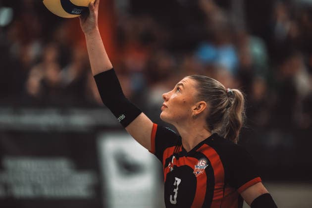 Volleyball Women Season 2025 2026 Volleyball Bundesliga ETV Hamburger Volksbank Volleys vs USC Münster 22 01 2026 Lina Köster 3, ETV Hamburger Volksbank Volleys Hamburg Sporthalle Hoheluft Hamburg Germany