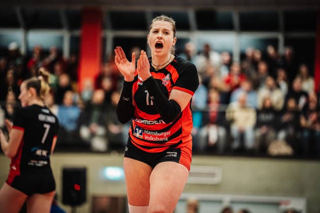 Volleyball Women Season 2025 2026 Volleyball Bundesliga ETV Hamburger Volksbank Volleys vs USC Münster 22 01 2026 Louisa Krams 17, ETV Hamburger Volksbank Volleys Hamburg Sporthalle Hoheluft Hamburg Germany