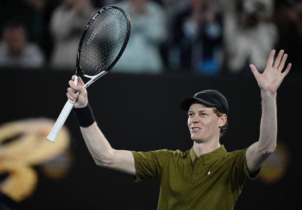 (260122) -- MELBOURNE, Jan. 22, 2026 -- Jannik Sinner of Italy celebrates winning the men s singles 2nd round match between Jannik Sinner of Italy and James Duckworth of Australia at the Australian Open tennis tournament in Melbourne, Australia, Jan. 22, 2026. (Photo by Xinhua) (SP)AUSTRALIA-MELBOURNE-TENNIS-AUSTRALIAN OPEN-MEN S SINGLES WangxShen 