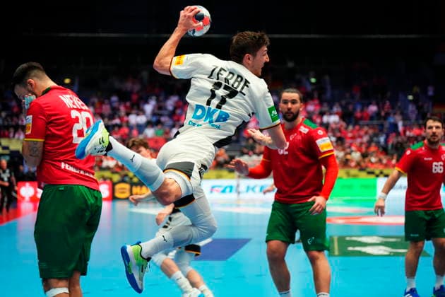 Germany s Lukas Zerbe during the EHF Euro 2026 main round European Men s Handball Championship match between Germany and Portugal in Herning, Thursday, January 22, 2026 Photo Sebastian Elias Uth Scanpix 2026 EM men s handball Germany Portugal Herning Copyright: xSebastianxEliasxUthx