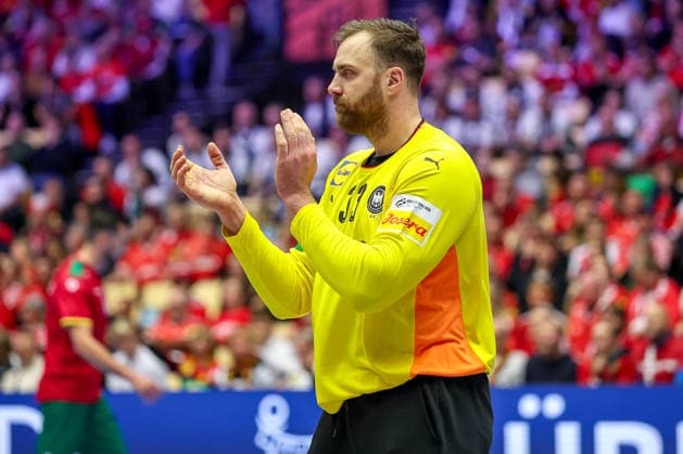 22 01 2026, Handball, Men s EHF EURO 2026, Germany Portugal, Jyske Bank Boxen in Herning, Denmark, Main Round Andreas Wolff Germany 33 gesticulating on the pitch Denmark
