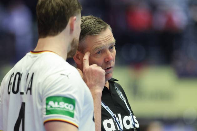 Germany Portugal, EHF Handball European Championship 2026 Coach Alfred Gislason Germany and Johannes Golla Germany, 4 Handball EHF European Championship, International match between Germany and Portugal on January 22, 2026 in Herning Denmark , Herning Denmark Jyske Bank Boxen