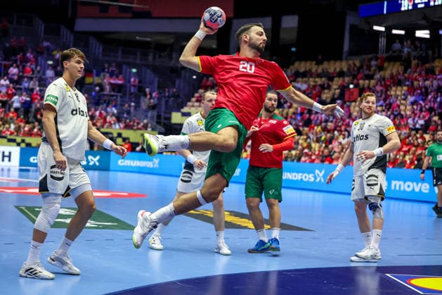 22 01 2026, Handball, Men s EHF EURO 2026, Germany Portugal, Jyske Bank Boxen in Herning, Denmark, Main Round Miguel Jose Soares Neves Portugal 20 Denmark