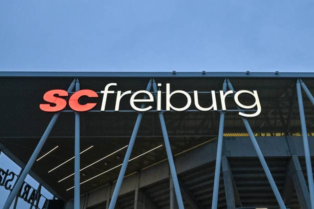 Lettering SC Freiburg at the stadium GER, SC Freiburg Maccabi Tel Aviv, Football, Europa League, Matchday 7, Season 2025 2026, 22 01 2026 GER, SC Freiburg Maccabi Tel Aviv, Football, Europa League, Matchday 7, Season 2025 2026, 22 01 2026 Freiburg Copyright: xEibner-Pressefoto ThomasxHessx EP_THS