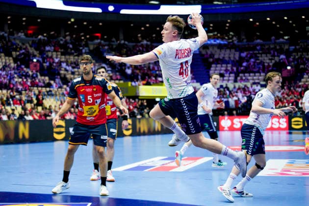 Handball European Championship 2026 Spain Norway Herning, Denmark 20260122 Norway s August Pedersen during the European Championship handball match between Spain and Norway at Boxen arena in Herning Photo Stian Lysberg Solum NTB Herning Denmark EDITORIAL USE ONLY RESTRICTED USE FOR BETTING COMPANIES  Copyright: xStianxLysbergxSolumx xNTBx