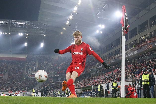 22 01 2026, xrekx, Football UEFA Europa League, SC Freiburg Maccabi Tel Aviv v l Niklas Beste SC Freiburg DFL DFB REGULATIONS PROHIBIT ANY USE OF PHOTOGRAPHS as IMAGE SEQUENCES and or QUASI VIDEO Freiburg