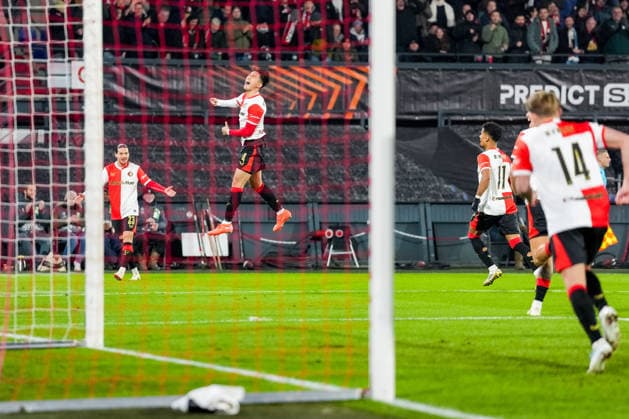 UEFA Europa League: Feyenoord v SK Sturm Graz Rotterdam - Annis Hadj Moussa of Feyenoord, Tsuyoshi Watanabe of Feyenoord and Goncalo Borges of Feyenoord during the seventh match of the UEFA Europa League 2025 2026. The match is set between Feyenoord and SK Sturm Graz at Stadion Feijenoord De Kuip on 22 January 2026 in Rotterdam, The Netherlands. Copyright: xYannickxVerhoevenx