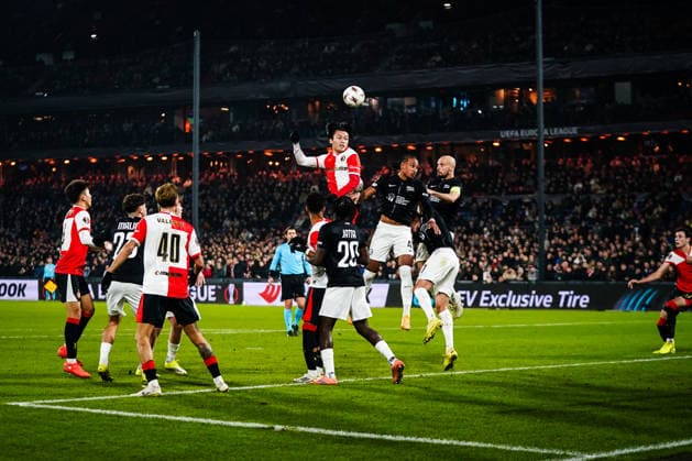 UEFA Europa League: Feyenoord v SK Sturm Graz Rotterdam - Ayase Ueda of Feyenoord Rotterdam during the seventh match of the UEFA Europa League 2025 2026. The match is set between Feyenoord and SK Sturm Graz at Stadion Feijenoord De Kuip on 22 January 2026 in Rotterdam, The Netherlands. (VK Sportphoto Danny de Groot) Copyright: xDannyxdexGrootx