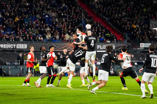 UEFA Europa League: Feyenoord v SK Sturm Graz Rotterdam - Goncalo Borges of Feyenoord and Ayase Ueda of Feyenoord during the seventh match of the UEFA Europa League 2025 2026. The match is set between Feyenoord and SK Sturm Graz at Stadion Feijenoord De Kuip on 22 January 2026 in Rotterdam, The Netherlands. Copyright: xYannickxVerhoevenx