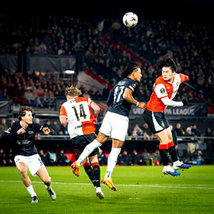 SC Feyenoord Rotterdam forwarder Ayase Ueda during the match SC Feyenoord Rotterdam vs SK Sturm Graz at the for the Europa League League phase Matchday 7 season 2025 2026 in ROTTERDAM, Netherlands on 22 january 2026, photo by Marcel van Dorst EYE4images DeFodi Images