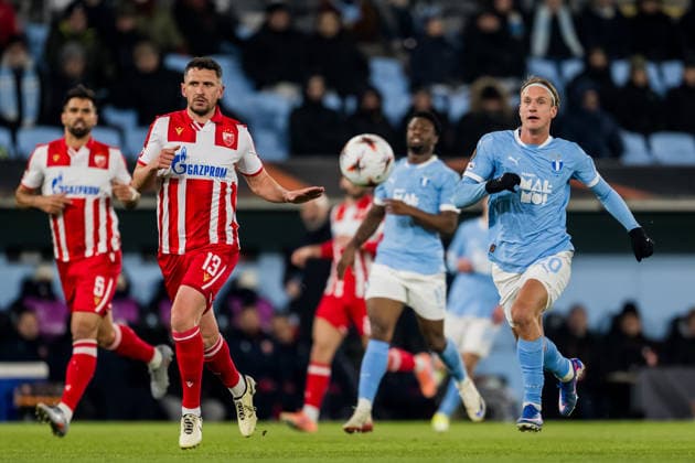 260122 Erik Botheim of Malmö FF during the UEFA Europa League football match between Malmö FF and Crvena Zvezda on January 22, 2026 in Malmö fotboll football soccer fotball uefa europa league europa league malmö ff crvena zvezda bbeng röda stjärnan bbauto  Copyright: PETTERxARVIDSON BB260122PA115