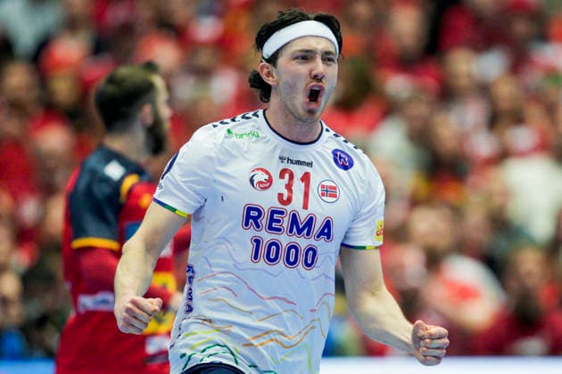 Handball European Championship 2026 Spain Norway Herning, Denmark 20260122 Norway s Kasper Thorsen Lien celebrates during the European Championship handball match between Spain and Norway at the Boxen arena in Herning Photo Stian Lysberg Solum NTB Herning Denmark EDITORIAL USE ONLY RESTRICTED USE FOR BETTING COMPANIES  Copyright: xStianxLysbergxSolumx xNTBx