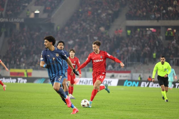 22 01 2026, xrekx, Football UEFA Europa League, SC Freiburg Maccabi Tel Aviv v l Max Rosenfelder SC Freiburg DFL DFB REGULATIONS PROHIBIT ANY USE OF PHOTOGRAPHS as IMAGE SEQUENCES and or QUASI VIDEO Freiburg