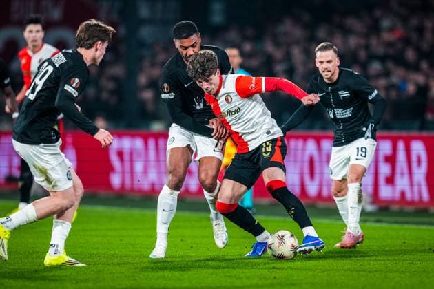 ROTTERDAM , 22-01-2026 , Stadium Feijenoord de Kuip , season 2025 2026 , UEFA Europa League football , match between Feyenoord - Sturm Graz , Feyenoord player Jordan Bos Feyenoord - Sturm Graz  x200999480x Copyright: