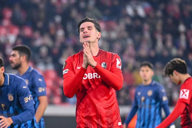 Igor MatanoviÄ‡ SC Freiburg gestures during the UEFA Europa League 2025 26 League Phase MD7 match between SC Freiburg and Maccabi Tel Aviv FC at Stadion am Wolfswinkel on January 22, 2026 in Freiburg im Breisgau, Germany Photo by Harry Langer DeFodi Images