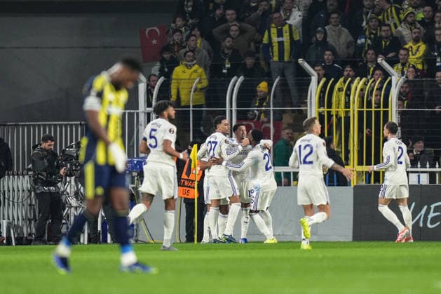 Fenerbahce v Aston Villa - UEFA Europa League ISTANBUL, TURKIYE - JANUARY 22: Players of Aston Villa celebrate after scoring a goal during the UEFA Europa League week 7 football match between Fenerbahce and Aston Villa at Chobani Stadium in Istanbul, Turkiye, on January 22, 2026. Cemal Yurttas Anadolu Istanbul Turkey. Editorial use only. Please get in touch for any other usage.  Copyright: x2026xAnadoluxCemalxYurttasx