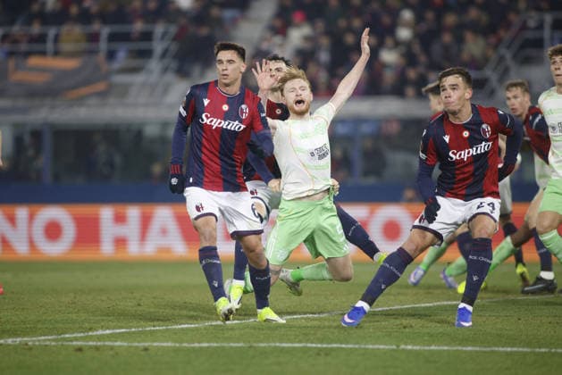 CALCIO - UEFA Europa League - Bologna FC vs Celtic FC Liam Scales of Celtic Glasgow during the Uefa Europa League 2025 26 season football match between Bologna FC and Celtic Glasgow on 22 January 2026 at â?? Renato Dall Ara Stadium, Bologna, Italy. Photo Nderim KACELI Bologna Italy  Copyright: xIPAxSport ABACAx