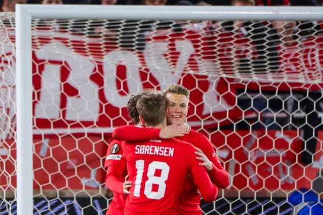 UEFA Europa League SK Brann FC Midtjylland Bergen 20260122 Brann s Emil Kornvig scores from a penalty in the UEFA Europa League match between SK Brann and FC Midtjylland at Brann Stadium Photo Paul S Amundsen NTB Bergen Norway EDITORIAL USE ONLY RESTRICTED USE FOR BETTING COMPANIES  Copyright: xPaulxS.xAmundsenx xNTBx
