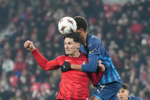 Igor Matanovic SC Freiburg, 31 Header , Germany, Football, UEFA Europa League, Matchday 7, League Phase, 2025 2026, SC Freiburg vs Maccabi Tel Aviv, 22 01 2026, Europa Park Stadion, Freiburg, Germany Freiburg Europa Park Stadion Baden Württemberg Germany Copyright: xArnexAmbergx