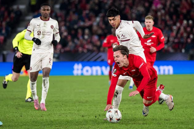 260122 Felix Horn Myhre of Brann during the UEFA Europa League football match between Brann and Midtjylland on January 22, 2026 in Bergen Photo Marius Simensen BILDBYRAN COP 238 MM0054 bbeng fotboll football soccer fotball uefa europa league brann midtjylland  Copyright: MARIUSxSIMENSEN BB260122ZX015