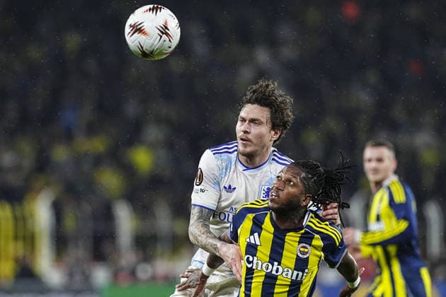 Fenerbahce v Aston Villa - UEFA Europa League ISTANBUL, TURKIYE - JANUARY 22:Fred of Fenerbahce in action against Victor Lindelof (L) of Aston Villa during the UEFA Europa League week 7 football match between Fenerbahce and Aston Villa at Chobani Stadium in Istanbul, Turkiye, on January 22, 2026. Agit Erdi Ulukaya Anadolu Istanbul Turkey. Editorial use only. Please get in touch for any other usage.  Copyright: x2026xAnadoluxAgitxErdixUlukayax