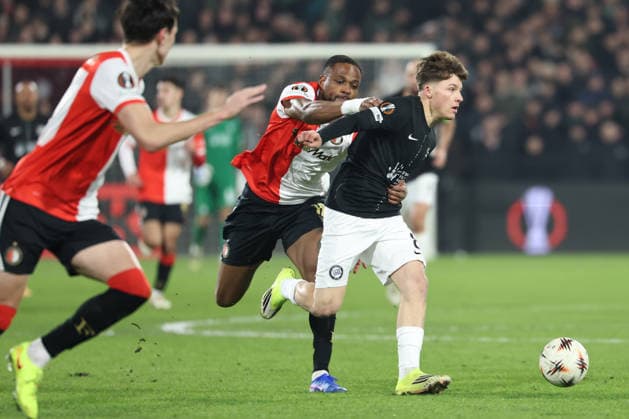 SOCCER - UEFA EL, Feyenoord vs Sturm ROTTERDAM,NETHERLANDS,22.JAN.26 - SOCCER - UEFA Europa League, Feyenoord Rotterdam vs SK Sturm Graz. Image shows Filip Jan Rozga (Sturm).  GEPAxpictures xChrisxBauer