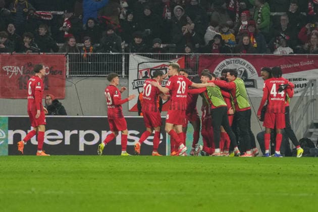 UEFA Europa League SC Freiburg vs Maccabi Tel Aviv, 11 12 2026 Goal celebration for 1 0 by Igor Matanovic SC Freiburg, 31 UEFA Europa League SC Freiburg vs Maccabi Tel Aviv, Europa Park Stadium, 11 12 2026 Copyright: xBEAUTIFULxSPORTS Boscox