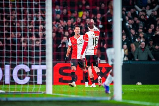ROTTERDAM , 22-01-2026 , Stadium Feijenoord de Kuip , season 2025 2026 , UEFA Europa League football , match between Feyenoord - Sturm Graz , Feyenoord player Goncalo Albuquerque Borges scores the 3-0 Feyenoord - Sturm Graz  x201000588x Copyright: