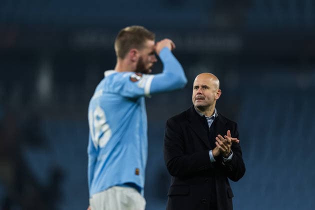 260122 Pontus Jansson and head coach Miguel Angel Ramirez of Malmö FF after the UEFA Europa League football match between Malmö FF and Crvena Zvezda on January 22, 2026 in Malmö fotboll football soccer fotball uefa europa league europa league malmö ff crvena zvezda bbeng röda stjärnan bbauto  Copyright: PETTERxARVIDSON BB260122PA162