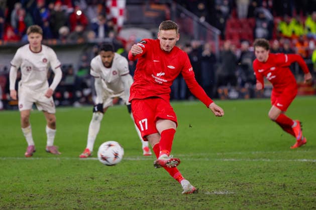 UEFA Europa League SK Brann FC Midtjylland Bergen 20260122 Brann s Joachim Soltvedt scores from a penalty in the UEFA Europa League match between SK Brann and FC Midtjylland at Brann Stadium Photo Paul S Amundsen NTB Bergen Norway EDITORIAL USE ONLY RESTRICTED USE FOR BETTING COMPANIES  Copyright: xPaulxS.xAmundsenx xNTBx