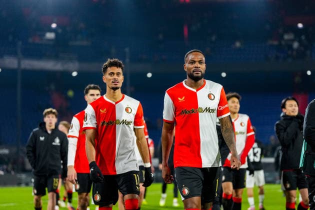 UEFA Europa League: Feyenoord v SK Sturm Graz Rotterdam - Goncalo Borges of Feyenoord and Cyle Larin of Feyenoord during the seventh match of the UEFA Europa League 2025 2026. The match is set between Feyenoord and SK Sturm Graz at Stadion Feijenoord De Kuip on 22 January 2026 in Rotterdam, The Netherlands. Copyright: xYannickxVerhoevenx