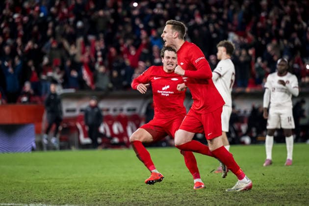 260122 Joachim Soltvedt of Brann celebrates after 3 3 during the UEFA Europa League football match between Brann and Midtjylland on January 22, 2026 in Bergen Photo Marius Simensen BILDBYRAN COP 238 MM0054 bbeng fotboll football soccer fotball uefa europa league brann midtjylland jubel  Copyright: MARIUSxSIMENSEN BB260122ZU034