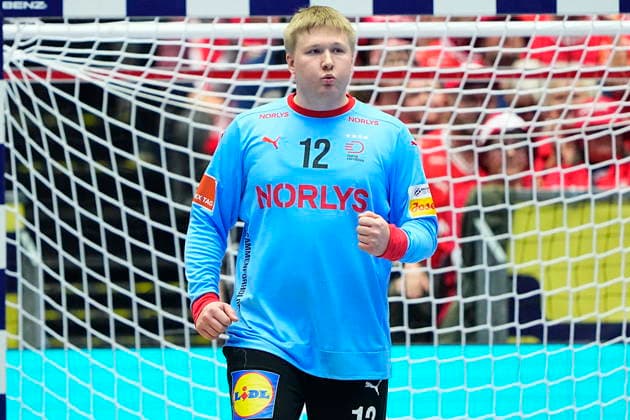 European Men s Handball Championship Denmark France Denmark s goalkeeper Emil Nielsen during the EHF Euro 2026 main round European Men s Handball Championship match between Denmark and France at Jyske Bank Boxen in Herning, Thursday, January 22, 2026 Photo Bo Amstrup Scanpix 2026 , Herning Denmark  Copyright: BoxAmstrupx spdk20260122-210203-L