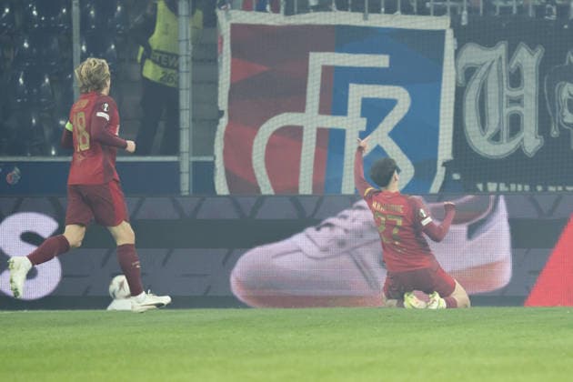 22 01 2026, Salzburg, Stadion Salzburg, Europa League RB Salzburg FC Basel, 27 Kerim Alajbegovic Salzburg goal celebration Salzburg Stadion Salzburg Salzburg Salzburg Austria Copyright: xJustPictures.ch PascalxvonxBürenx jp-en-PaVoB-A7V06048-1