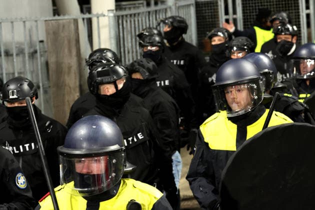 special police forces entering the stadium during the match FC Utrecht vs KRC Genk at the De Galgenwaard for the UEFA Europa League season 2025 2026 in UTRECHT, Netherlands on 22 january 2026, photo by Peter Lous EYE4images DeFodi Images