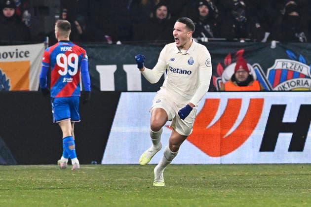 Deniz Gul (Porto) celebrates a goal in the European League of 7th round match Viktoria Plzen vs FC Porto, Pilsen, Czech Republic, January 22, 2026. (CTKxPhoto MiroslavxChaloupka) CTKPhotoP2026012210834  CTKPhotoP2026012210834