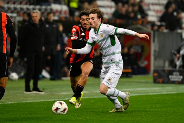 FOOTBALL : OGC Nice VS - Go Ahead Eagles - UEFA Europa League - 22 01 2025 Jakob Breum (GA-Eagles) - UEFA Europa League match between OGC Nice and Go Ahead Eagles on January 22, 2026 at the Allianz Riviera Stadium in Nice. NiceFrance  Copyright: xWilliamxCannarellax