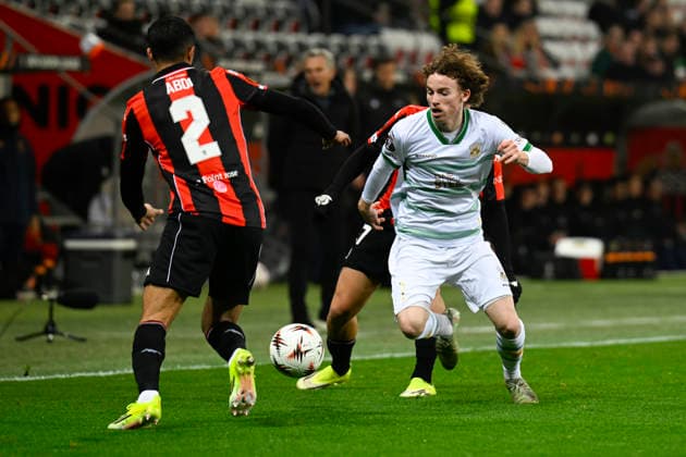 FOOTBALL : OGC Nice VS - Go Ahead Eagles - UEFA Europa League - 22 01 2025 Jakob Breum (GA-Eagles) - UEFA Europa League match between OGC Nice and Go Ahead Eagles on January 22, 2026 at the Allianz Riviera Stadium in Nice. NiceFrance  Copyright: xWilliamxCannarellax