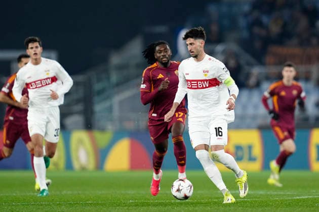 Atakan Karazor (VfB Stuttgart) in action, UEFA Europa League 2025 26 League Phase MD7, AS Roma v VfB Stuttgart, Olimpico Stadium, January 22, 2026, Rome, Italy.